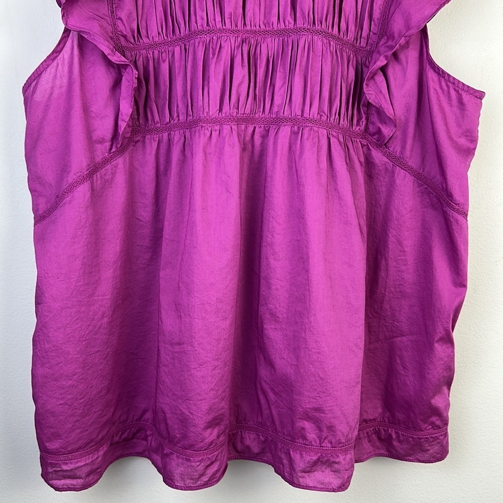 Rails Filomena Top in Berry Size L Feminine Ruffles Flutter Sleeves Airy Cotton - Picture 4 of 16